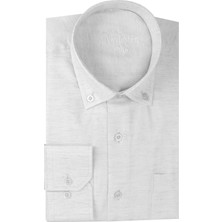 Varetta Erkek Bulut Gri Melanjlı Uzun Kollu Cepli Klasik Kesim Yaka Düğmeli Gömlek