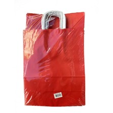 Omeyva Büküm Saplı Kraft Kağıt Çanta Karton Hediyelik Poşet Torba - Kırmızı - 18X24 Cm. -25 Adetlik 4 Paket