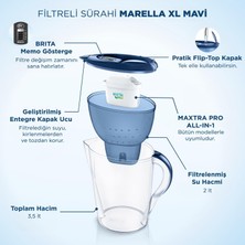 Brıta Marella XL ''2 x Maxtra Pro All-in-1 Filtreli'' Su Arıtma Sürahisi - Mavi