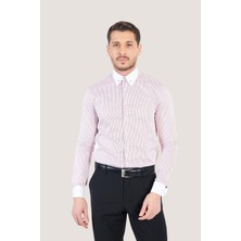 Paşahan Erkek Çizgili Yaka İğneli Slim Fit Gömlek