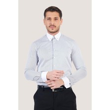 Paşahan Erkek Çizgili Yaka İğneli Slim Fit Gömlek