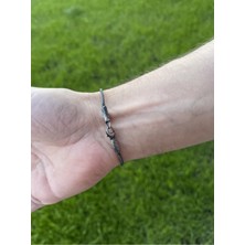 Kazzaze Gümüş Kazaziye Üç Toplu Oksitli Renkte Örme Bileklik