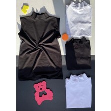 Victroy Pamuklu Likralı (4 Adet) Siyah ve Beyaziç Göstermeyen Sıfır Kol Kadın T-Shirt