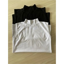 Victroy Pamuklu Likralı (4 Adet) Siyah ve Beyaziç Göstermeyen Sıfır Kol Kadın T-Shirt