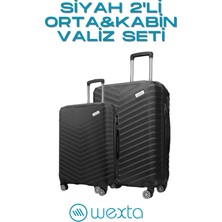 Wexta WX-1001 Siyah Orta&Kabin 2'li Set Valiz/ Seyahat Bavulu