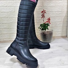 M.P. M.p 2752 Siyah Fermuarlı Içi Kürklü 46CM Paraşüt Bayan Çizme