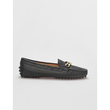 Cabani Hakiki Deri Siyah Kadın Loafer