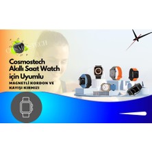 Cosmostech Akıllı Saat Watch için Uyumlu 42MM 44MM 45MM 49MM 1/2/3/4/5/6/se/7/8/ultra Magnetli Kordon ve Kayışı Siyah(Sarı)