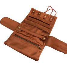 Özer Kutu Takı,seyahat ve Mücevher Rulosu& Düzenleyicisi ve Çantası /parlak Süet Kiremit(Fermuarlı ve Ipli)