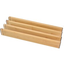 Wangchuang 56 x 6 x 1,5 cm 4 Paket Bambu Çekmece Bölücüler, Çekmece Düzenleyici, Çekmece Ayırıcı Yayı Geri Çekilebilir Ayarlanabilir (Yurt Dışından)