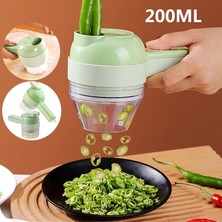 Wangchuang GREEN-100ML Çok Fonksiyonlu 4 In1 Elektrikli Sebze Kesici Dilimleme Sarımsak Çamur Ezici Kıyıcı Kesme Basma Mikser Gıda Dilim USB Şarj (Yurt Dışından)