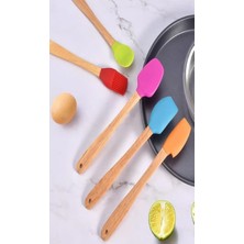 Senza 5 Parça Mini Silikon Spatula Kaşık Fırça Seti - High Quality - Bambu Saplı