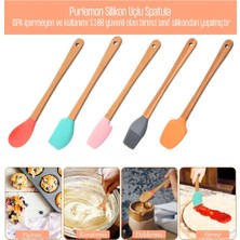 Senza 5 Parça Mini Silikon Spatula Kaşık Fırça Seti - High Quality - Bambu Saplı