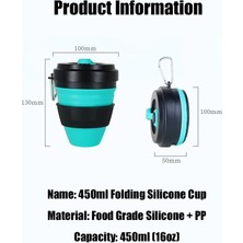 Wangchuang STYLE1BLACKBLUE 450ML Katlanır Silikon Bardak Kupalar Katlanabilir Kahve Kamp Saman Kapaklı Bardak Spor Şişe Kancası Genişletilebilir Haşlanma Korumalı Yeniden Kullanılabilir (Yurt Dışından)