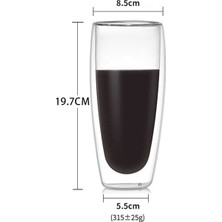 Wangchuang 650ML-KAPAKSIZ 650MLISIYA Dayanıklı Çift Duvar Cam Bardak Bira Kahve Fincan Seti El Yapımı Bira Tumbler Kupa Çay Viski Kupalar Şeffaf Drinkware (Yurt Dışından)