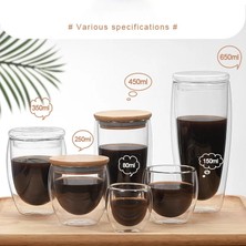 Wangchuang 650ML-KAPAKSIZ 650MLISIYA Dayanıklı Çift Duvar Cam Bardak Bira Kahve Fincan Seti El Yapımı Bira Tumbler Kupa Çay Viski Kupalar Şeffaf Drinkware (Yurt Dışından)