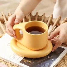 Wangchuang Stil 6 Yaklaşık 400 ml Seramik Kupa Tabağı ile Kahve Fincanları ve Tabakları Ev Ofis Çay Bardağı Kahve Fincanları Kore Kupa Seramik Tabak (Yurt Dışından)