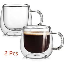 Wangchuang 2 Adet 300 ml Jz Çift Duvar Cam Kahve Kupaları 10 Oz Kulplu 4 Yalıtımlı Şeffaf Çay Fincanları Seti, Espresso, Latte ve Cappuccino Için Mükemmel (Yurt Dışından)