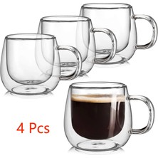 Wangchuang 2 Adet 300 ml Jz Çift Duvar Cam Kahve Kupaları 10 Oz Kulplu 4 Yalıtımlı Şeffaf Çay Fincanları Seti, Espresso, Latte ve Cappuccino Için Mükemmel (Yurt Dışından)