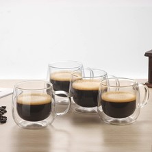 Wangchuang 2 Adet 300 ml Jz Çift Duvar Cam Kahve Kupaları 10 Oz Kulplu 4 Yalıtımlı Şeffaf Çay Fincanları Seti, Espresso, Latte ve Cappuccino Için Mükemmel (Yurt Dışından)