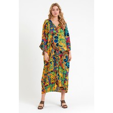 Deseo Boutique Kadın Freesize (40-50 Beden Arası Uyumlu) Standart Beden Desenli Rahat Kalıp Elbise