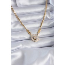 Clariss 316L Çelik Gold Renk Zirkon Taşlı Kalp Model Sonsuzluk Detay Kadın Kolye