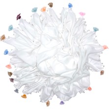 Naz İpek Pamuklu 5'li Set Kelebek - Kurdele Oyalı Boncuklu Eşarp Hediyelik Yazma 100X100cm Kelebek