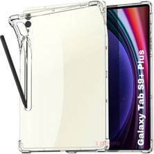 SPHONE Samsung Galaxy Tab S9+ Plus 12.4inç X810 Uyumlu Tablet Kılıf Clear Şeffaf Dört Köşe Korumalı Silikon