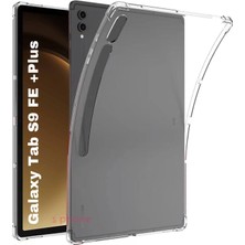 SPHONE Samsung Galaxy Tab S9 Fe Plus 12.4inç X610 Uyumlu Tablet Kılıf Clear Şeffaf Dört Köşe Koruma Silikon