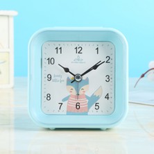 Safety1 3.78 Inç Basit Stil Gece Lambası ile Dilsiz Öğrenci Çocuk Yetişkin Sevimli Saat Yatak Odası Başucu Küçük Çalar Saat (Mavi) (Yurt Dışından)