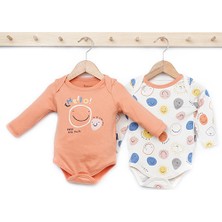 Rise and Raba Bebek  Pamuklu Uzun Kollu Baskılı 2'li Body 3-18 Aylık