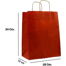 Omeyva Büküm Saplı Kraft Kağıt Çanta Karton Hediyelik Poşet Torba - Bordo - 18X24 Cm. -25 Adetlik 4 Paket