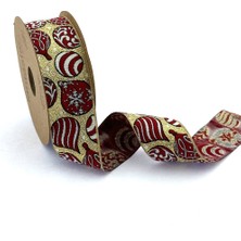 Fantastic Kar Tanesi / Balon Desen Simli & Saçaklı Dokuma Yılbaşı Kurdelesi (35MM Genişlik - 10MT Uzunluk)