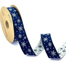 Fantastic Kar Tanesi / Yılbaşı Desen Dokuma Kurdele (22MM Genişlik - 10MT Uzunluk)