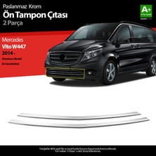 S-Dizayn Mercedes Vito W447 Krom Ön Tampon Çıtası 2 Prç. 2014-2020 Panelvan A+ Kalite