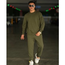 Amor Man Özel Tasarım Baskısız Düz Renk %100 Pamuk 3 Iplik Şardonlu Tam Kışlık Dış Mekan Şık Erkek Eşofman Takımı