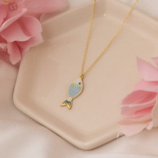 Dkmn Silver Mineli Origami Balık Gümüş Kolye