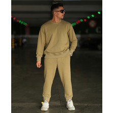 Amor Man Özel Tasarım Baskısız Düz Renk %100 Pamuk 3 Iplik Şardonlu Tam Kışlık Dış Mekan Şık Erkek Eşofman Takımı