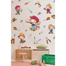 Msticker Küçük Marangozlar Tamirciler Çocuk Bebek Odası Cam Duvar Sticker Seti