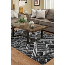 Dekoreko Dijital Salon Halısı Trend Keçe Kaymaz Taban Modern Rylee Siyah