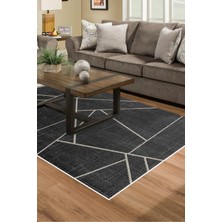 Dekoreko Dijital Salon Halısı Trend Keçe Kaymaz Taban Modern Shavonne Siyah