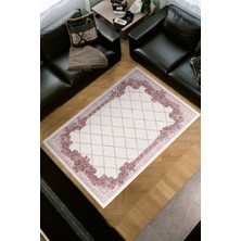 Dekoreko Dijital Salon Halısı Trend Keçe Kaymaz Taban Modern Laoise Pudra