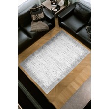 Dekoreko Dijital Salon Halısı Yıldız Deri Kaymaz Taban Modern Evelina  Gri