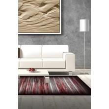 Dekoreko Dijital Salon Halısı Yıldız Deri Kaymaz Taban Modern Sharona Siyah Bordo