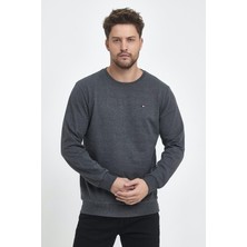 Mmetalic Erkek Antrasit Bisiklet Nakış Detaylı Regular Fit Sweatshirt