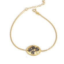 925 Ayar Gümüş Yaprak Modeli Zincir Bileklik, Sarı