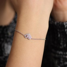 925 Ayar Gümüş Kalp Anahtar Deliği Modeli Zincir Bileklik