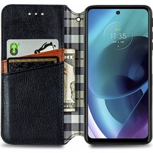 Yihang Boutique Motorola Moto G51 Kart Tutuculu Cüzdan Kılıfı, Pu Deri Çevirme Çubuğu Darbeye Dayanıklı Kapak (Yurt Dışından)