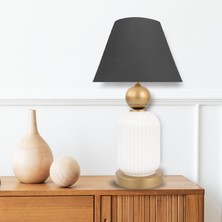 Minimal Lotus Gold - White Koni Cam Abajur