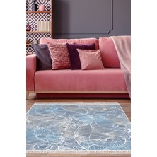 Dekoreko Dijital Salon Halısı Star Pamuk Kaymaz Taban Saçaklı Modern Corrina Lila